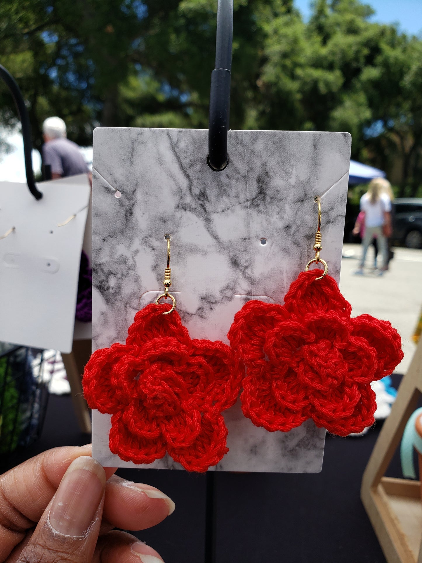 Crochet Rose Flower Earrings