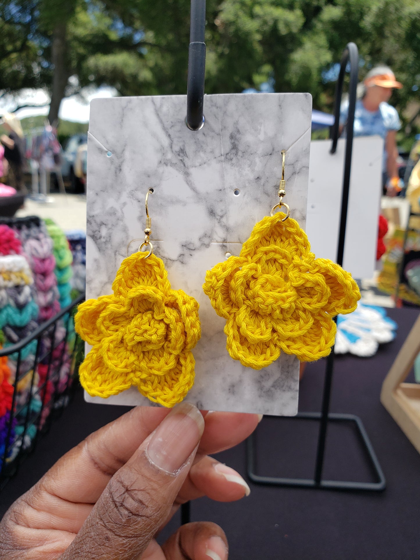 Crochet Rose Flower Earrings