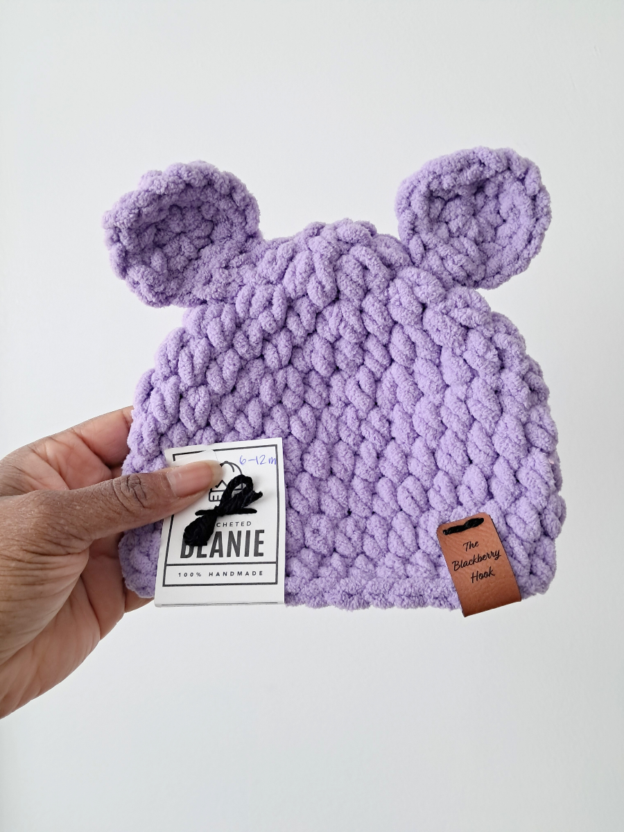 Chunky Baby Bear Beanie Hat in Lilac
