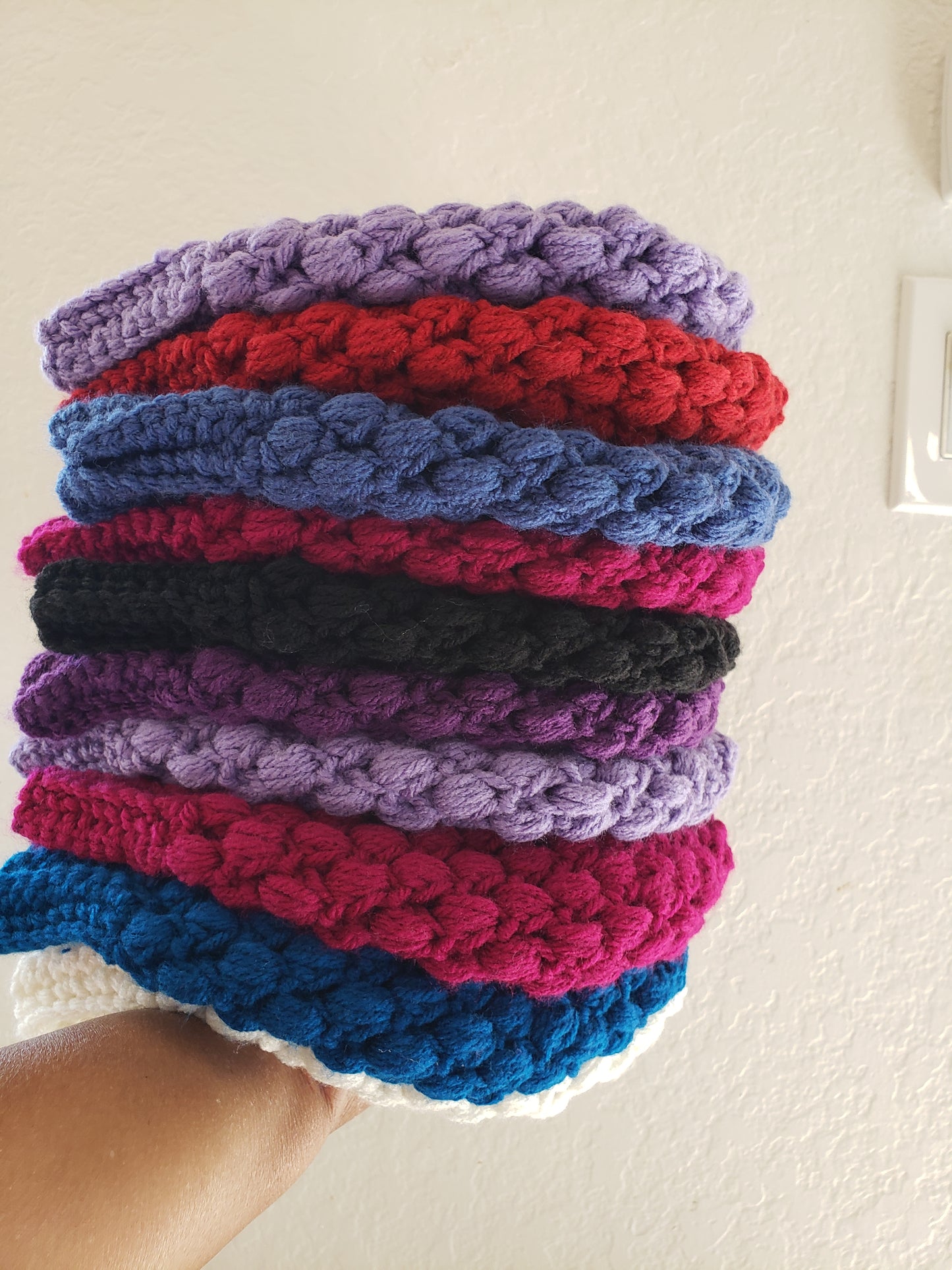 Puff Stitch Beanie Hat With Stretchy Brim