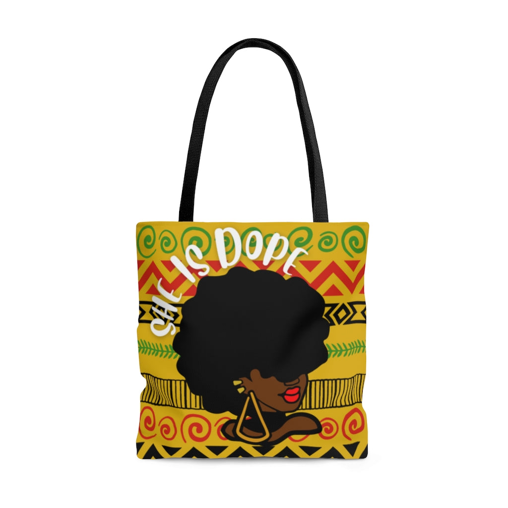 She Is Dope Ankara Yellow Tote Bag