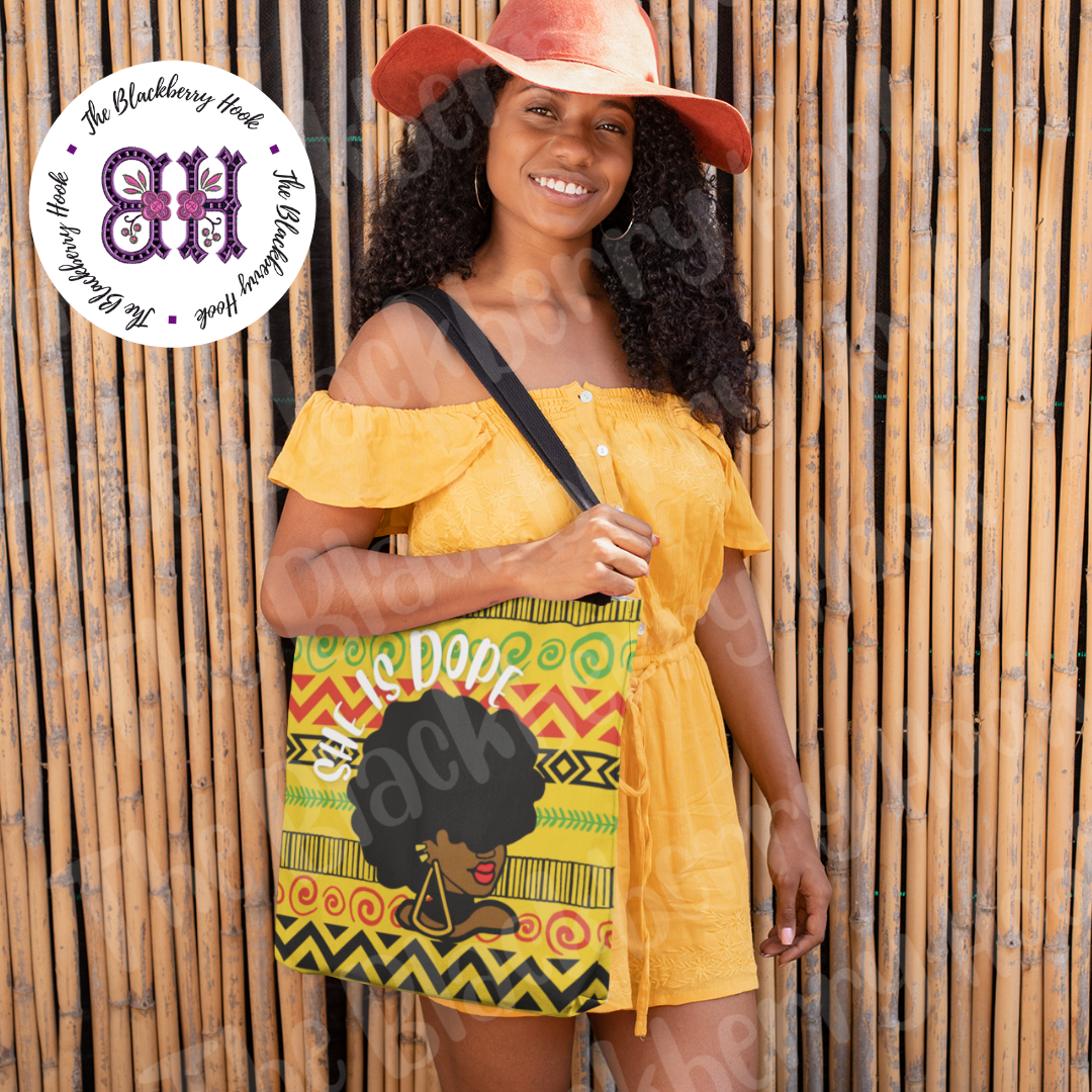 She Is Dope Ankara Yellow Tote Bag