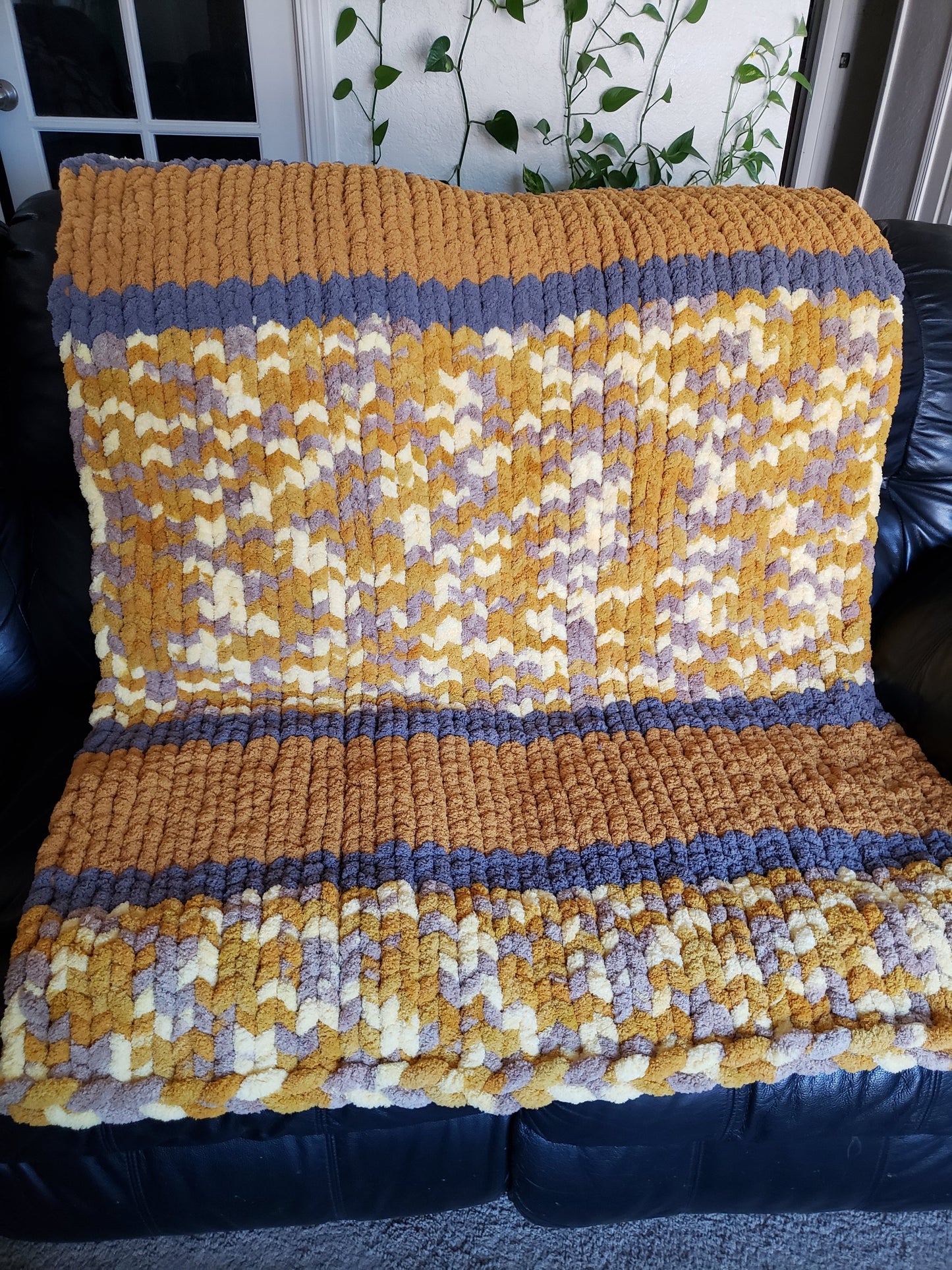 Chunky Knit Stitch Blanket Afghan Multicolor