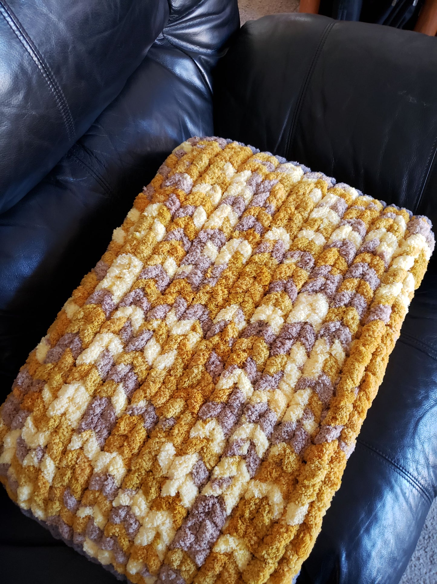 Chunky Knit Stitch Blanket Afghan Multicolor