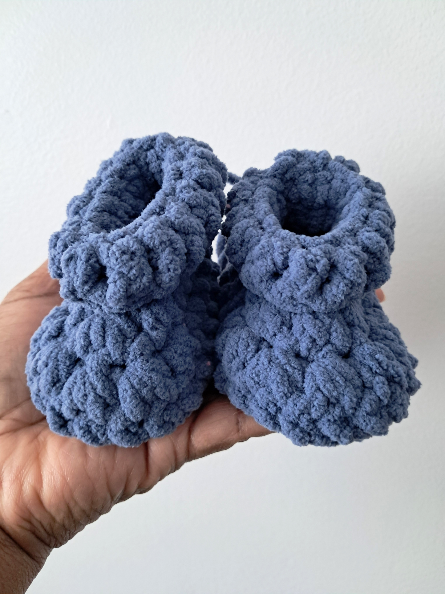 Chunky Baby Booties in Storm Blue