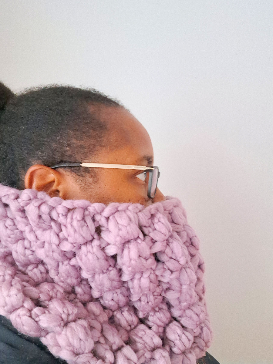 Chunky Bobble Cowl in Frosted Plum