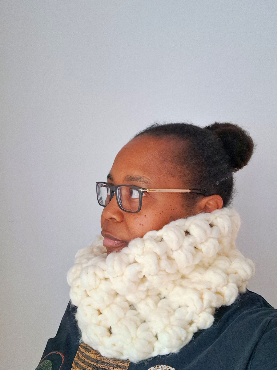 Chunky Bobble Cowl in Winter White