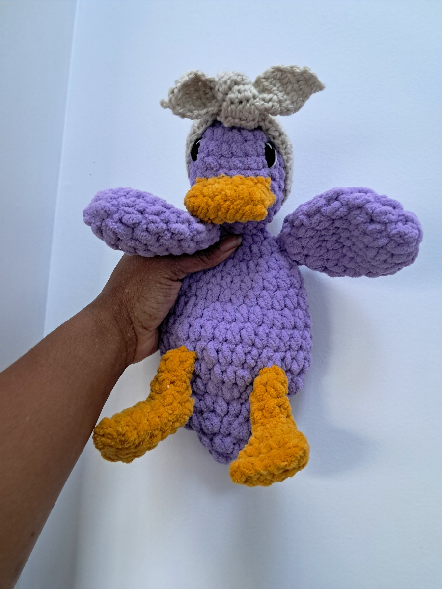 Della Duck Lovey Plushie in Lilac with Beige Heather Headband