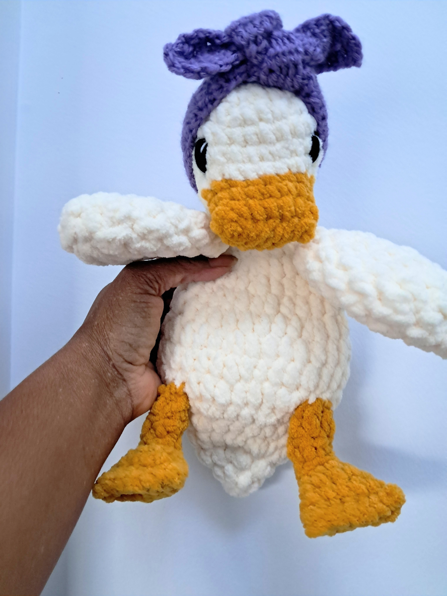 Della Duck Lovey Plushie in Vanilla with Purple Headband