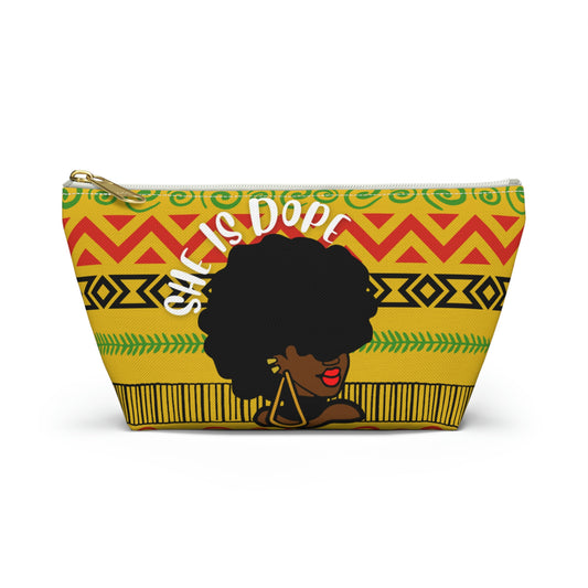 She Is Dope Ankara Yellow Accessory Pouch