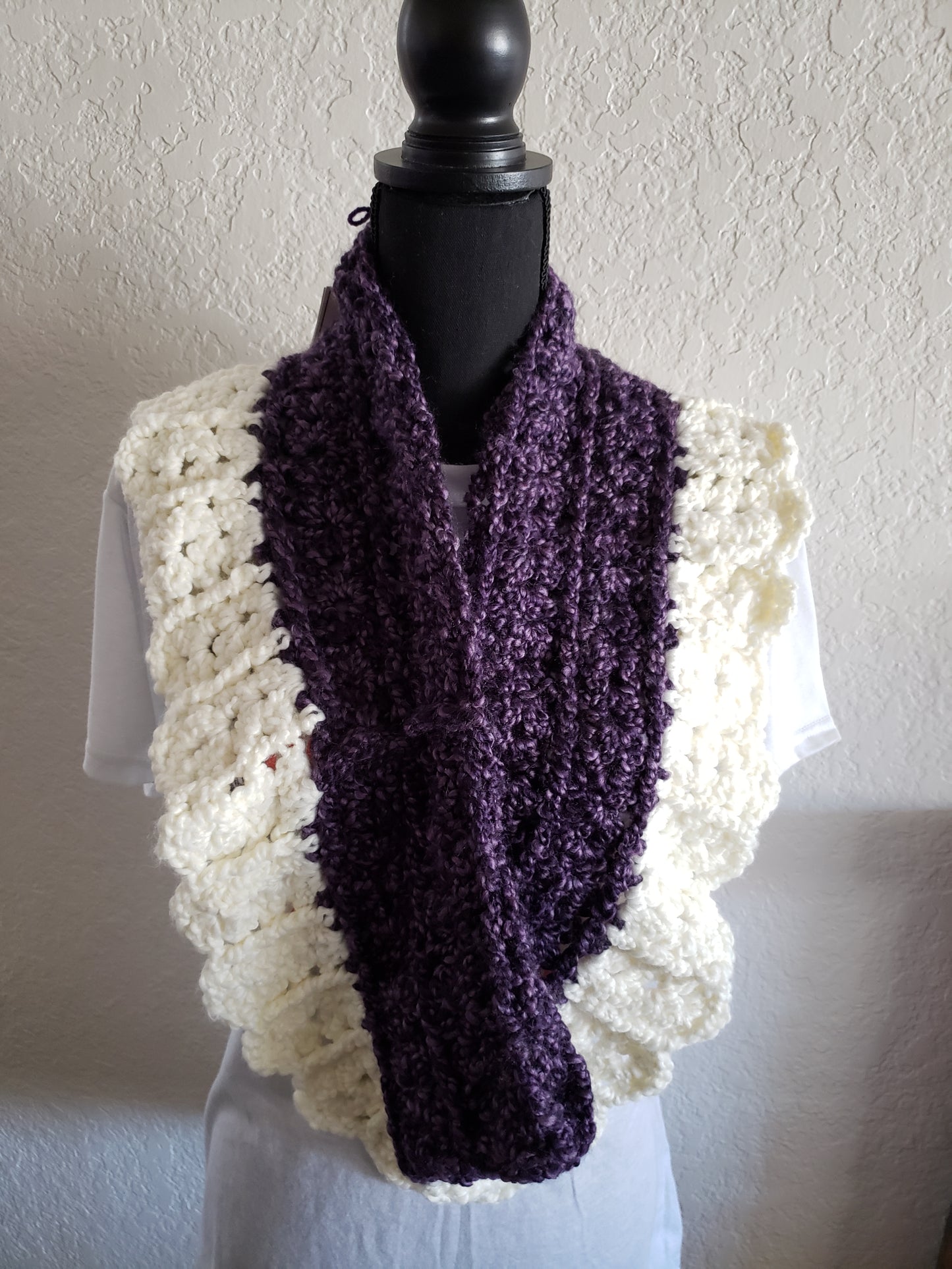 Purple White Accented Shell Scarf Cowl