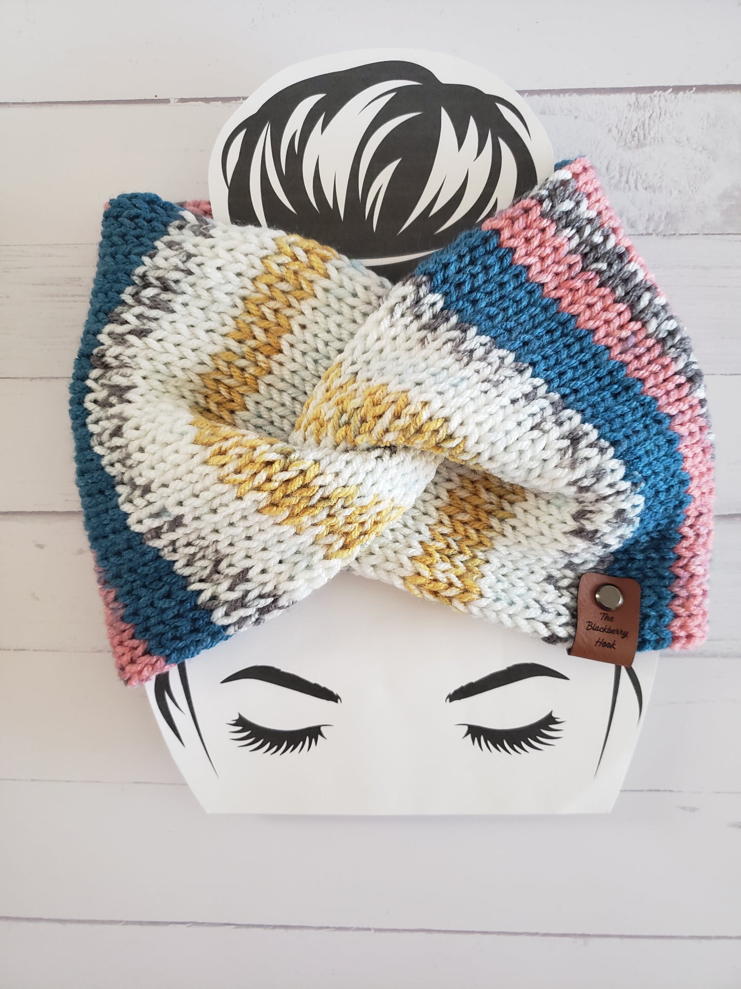 Twisted Knit Ear Warmer Variegated Multi Colors