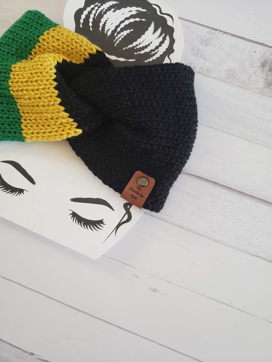 Jamaican Themed Twisted Knit Ear Warmer