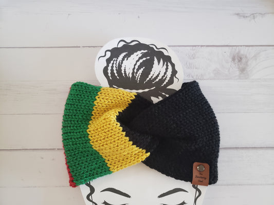 Reggae Themed Twisted Knit Ear Warmer