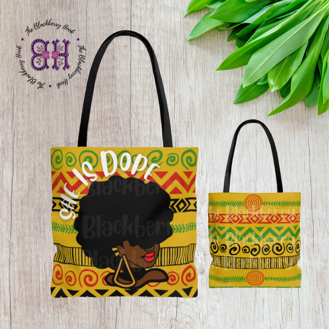 She Is Dope  Ankara Yellow Tote Bag