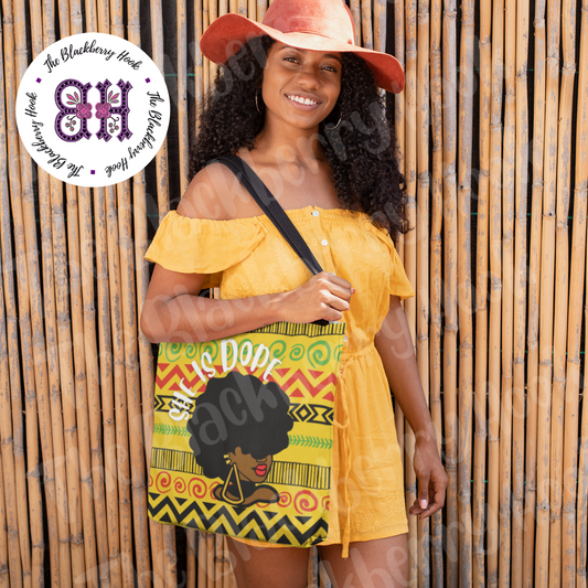 She Is Dope  Ankara Yellow Tote Bag